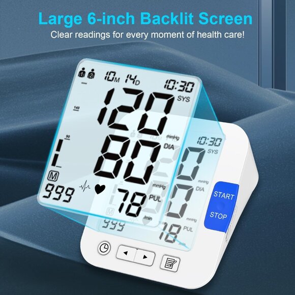 Blood Pressure Monitor Large Screen Machine Dual User XL 9"-17" Cuff Backlit LCD - Picture 9 of 11